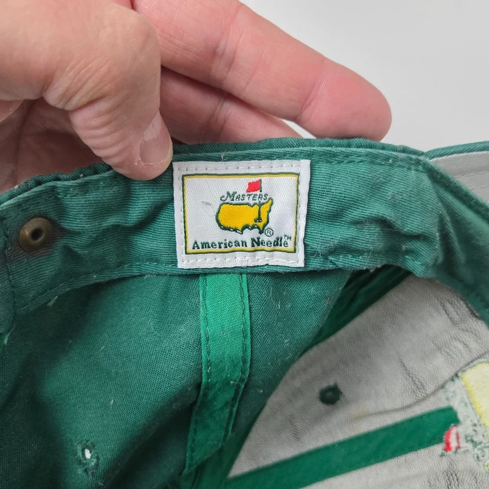 Masters American Needle Hat Cap Leather Strap Back Green Flag Tour Augusta Golf